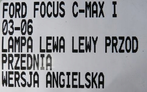 фото №6, Лампа левая левый перед ford focus c-max i anglik