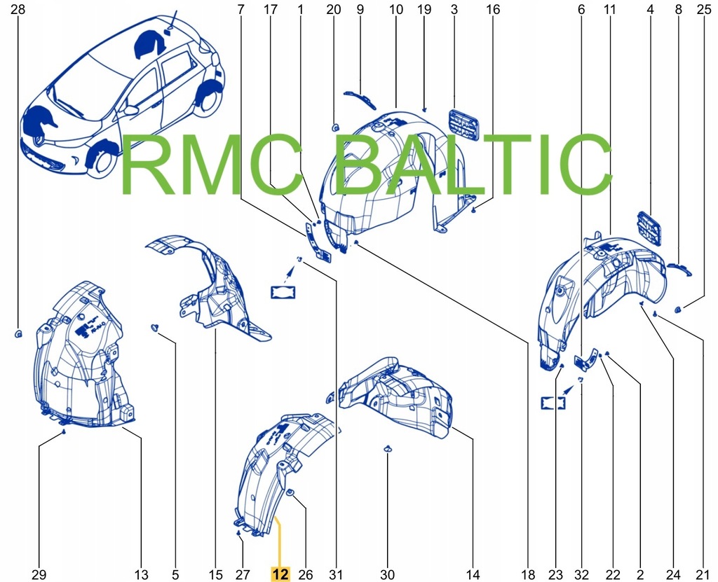 фото №16, Nowe оригінальний номер підкрилок лівий перед renault zoe z.e 638455696r