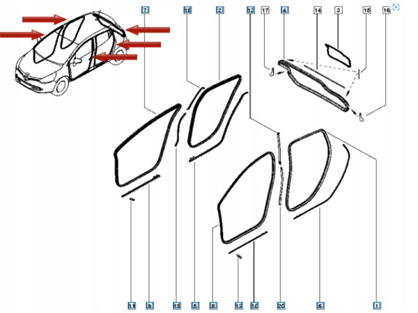 фото №5, Прокладка рамы дверь перед задняя do renault clio iv