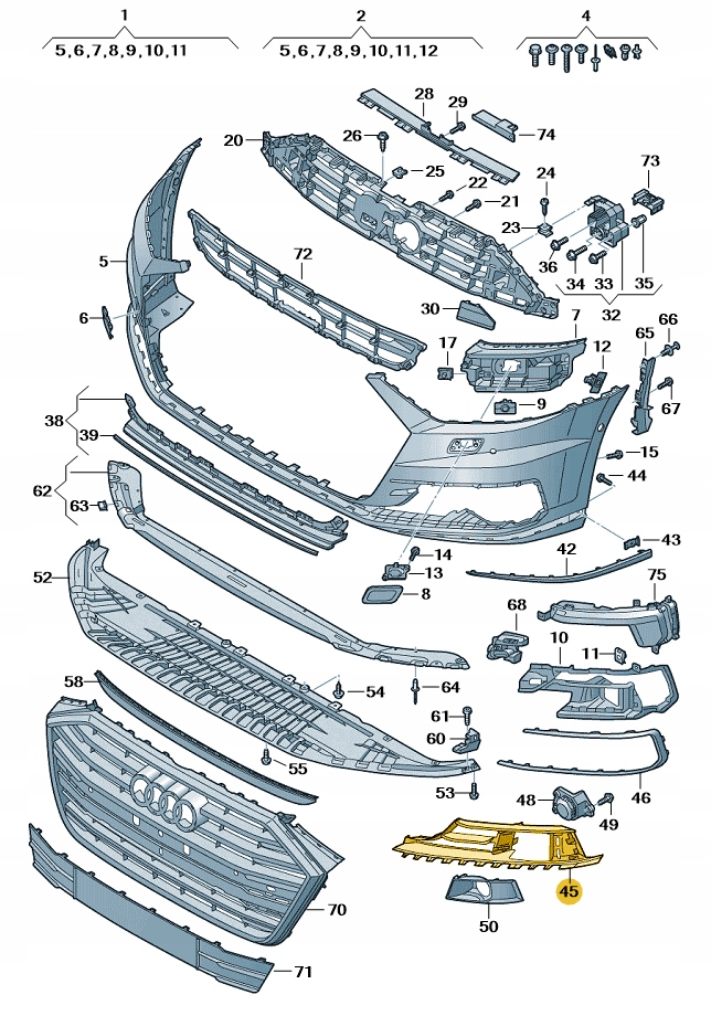 фото №1, Решётка заглушка передний бампера левая сторона audi a8 d5 aso оригинал