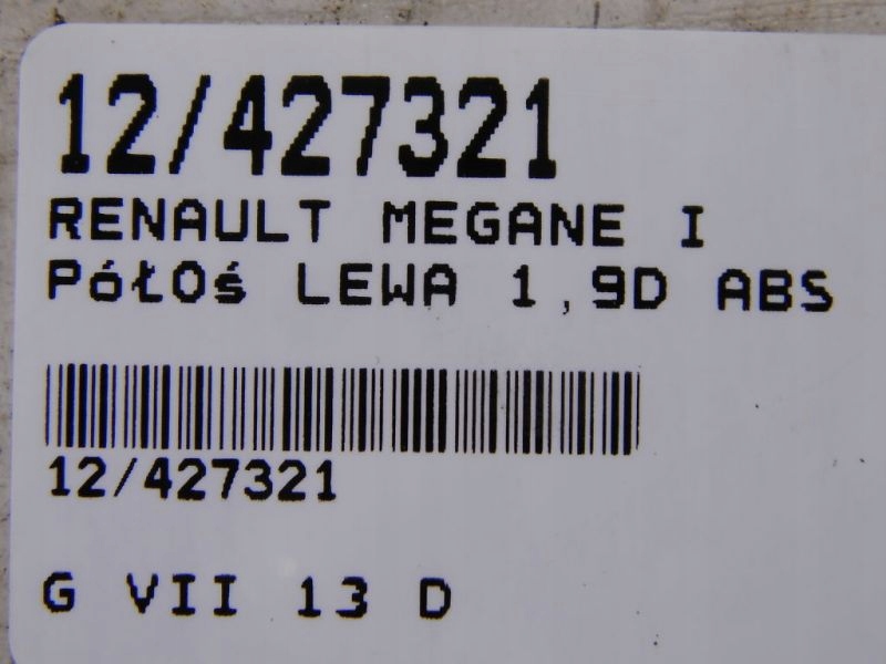 фото №7, Renault megane i привідний вал ліва 1,9d з abs