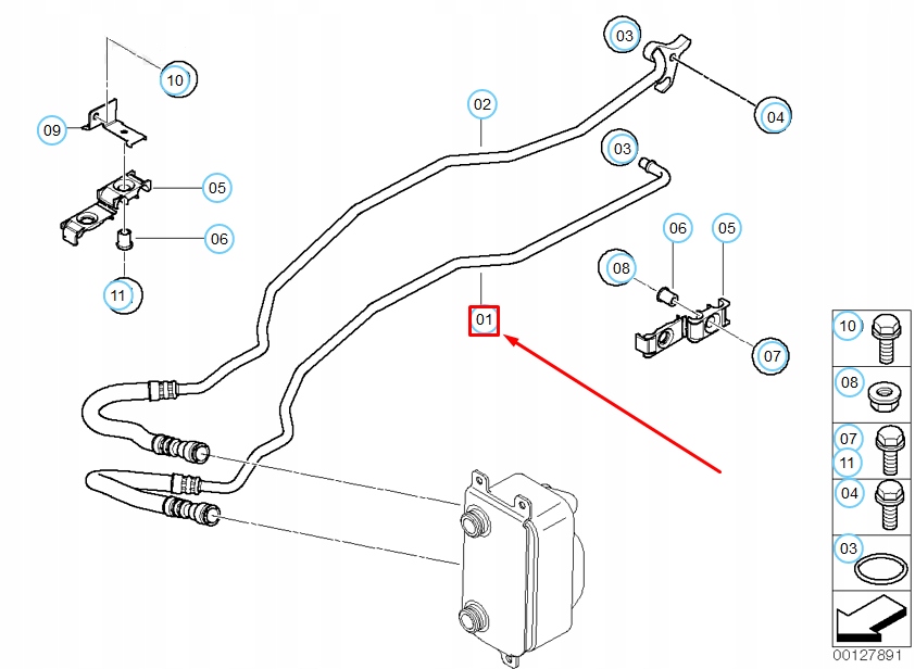 Bmw 5 e60 шланг радиатора масла коробки передач впуск 17227519267 с Разборки