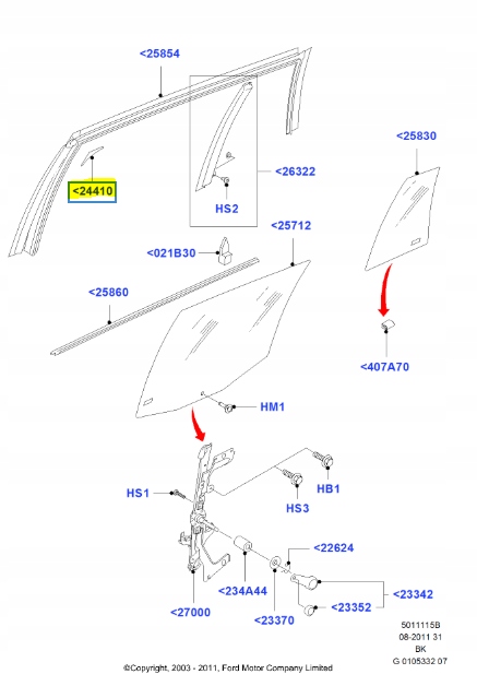 фото №9, Молдинг -рама скло двері лівий задня fiesta 01-08 / fusion 01-12 cbk 1213019