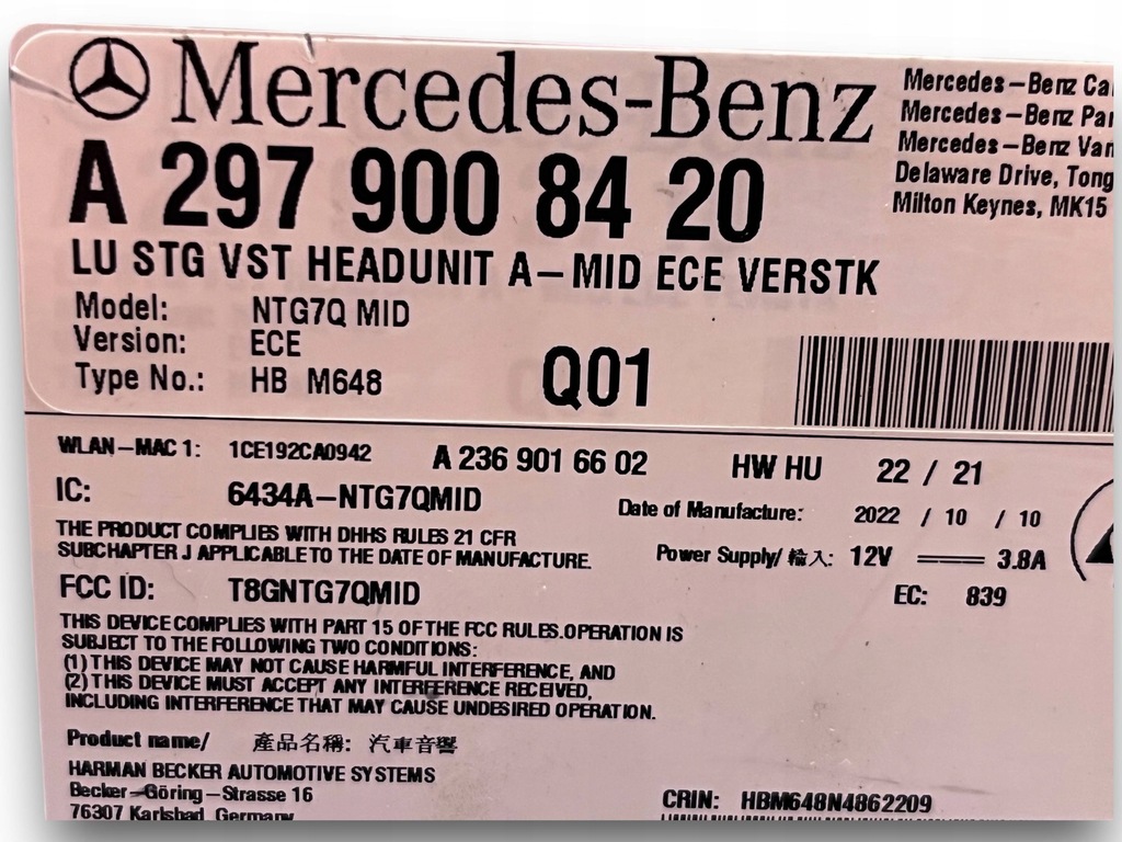 фото №3, Mercedes eqs v297 радио navi 2979008420 $j
