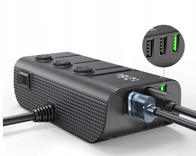 фото №8, Розподільник роз'єм прикурювача 12-24v usb pd 35w woltomierz 120w legacy