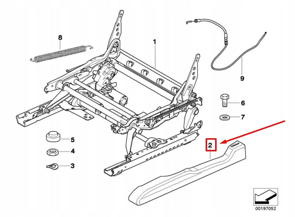 фото №7, Bmw 6 e63 передняя часть left seat rail trim cover 52108248211 8248211 oem