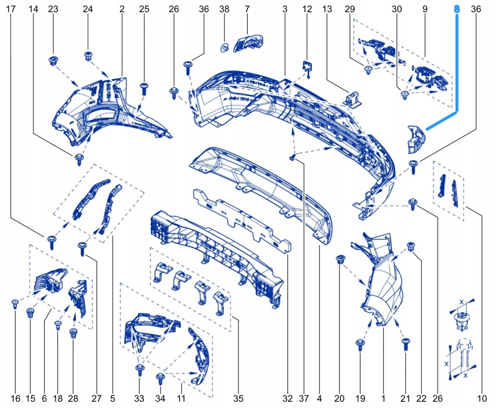 Абсорбер бампера левый задний  renault symbioz 850934313r в Украине