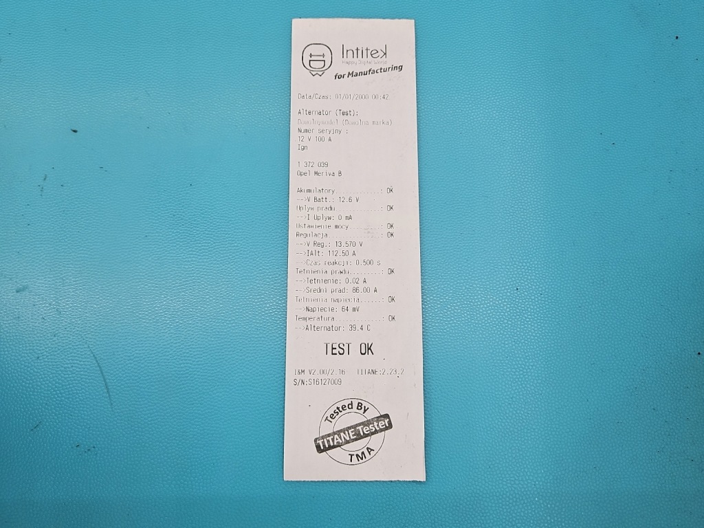Test генератор opel meriva b 10-17 13284408, 0124425084 1.4 t с Разборки