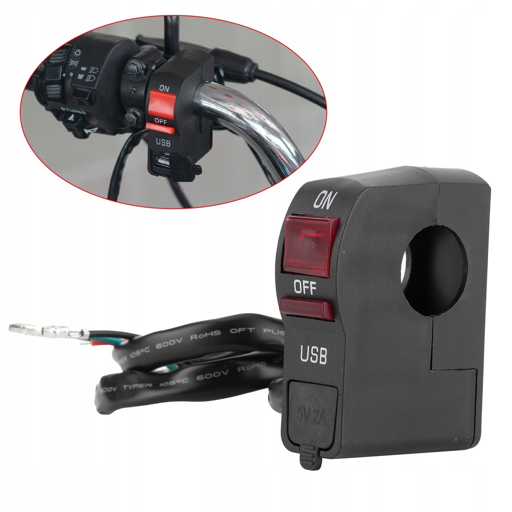 фото №11, Кнопка вмикання i wyłączania фари motocyklowych 5v 2a з зарядний пристрій