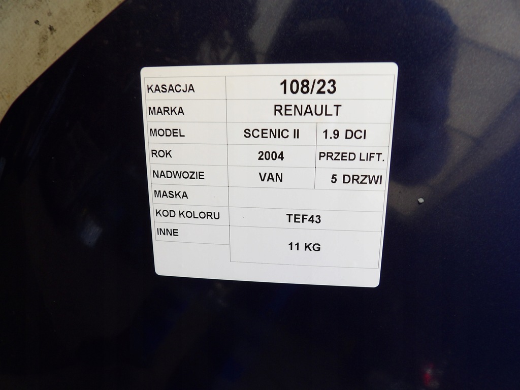 фото №6, Капот renault scenic ii tef43