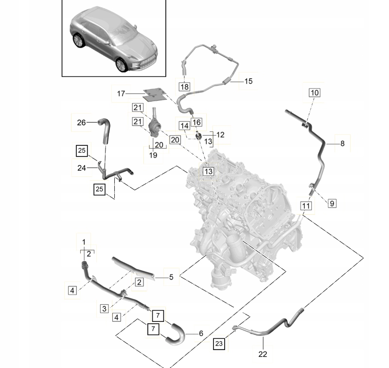 фото №1, Wąż рідина охолоджуючої porsche macan 2.0 r4 95812105100