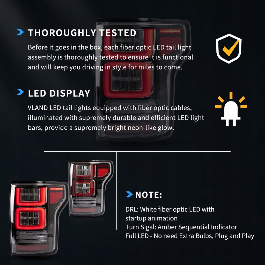 фото №12, Лампа лампы задняя led vland комплект clear ford f150 f-150 2015-2020