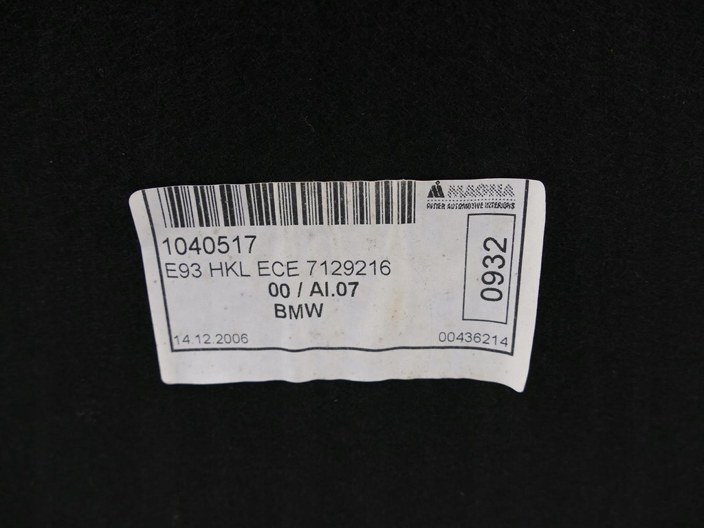 фото №7, Bmw 3 e93 cabrio оббивка кришки багажника