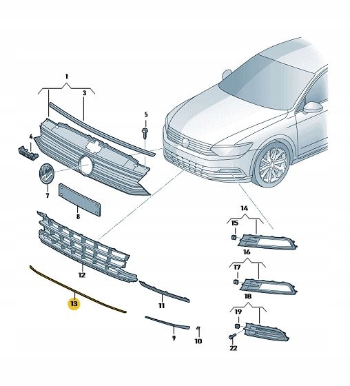 фото №15, Volkswagen passat b8 14r- молдинг хром спойлер бампера перед 3g0853245