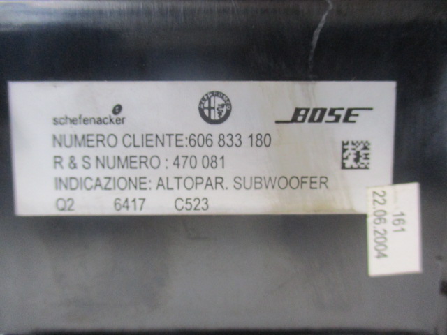фото №5, Alfa romeo gt 03-10r радио+ усилитель 00606833250 сабвуфер bose
