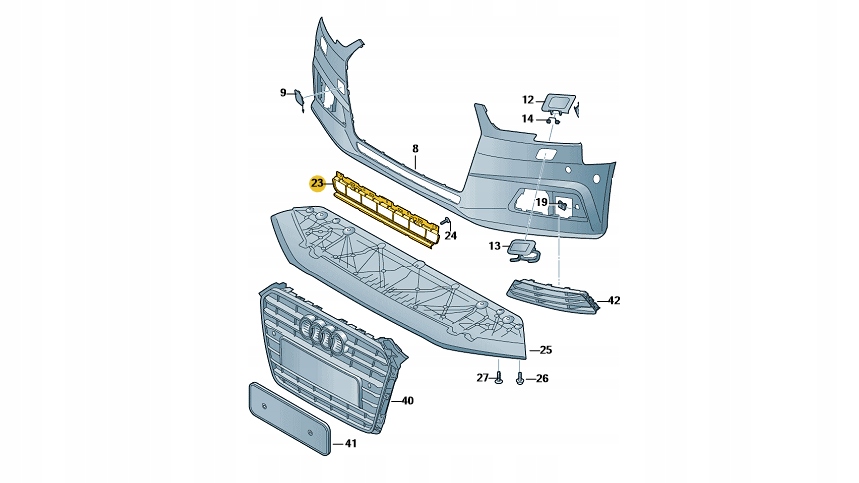 Решётка бампера середина нижний audi a4 b9 8w0807683b с Разборки