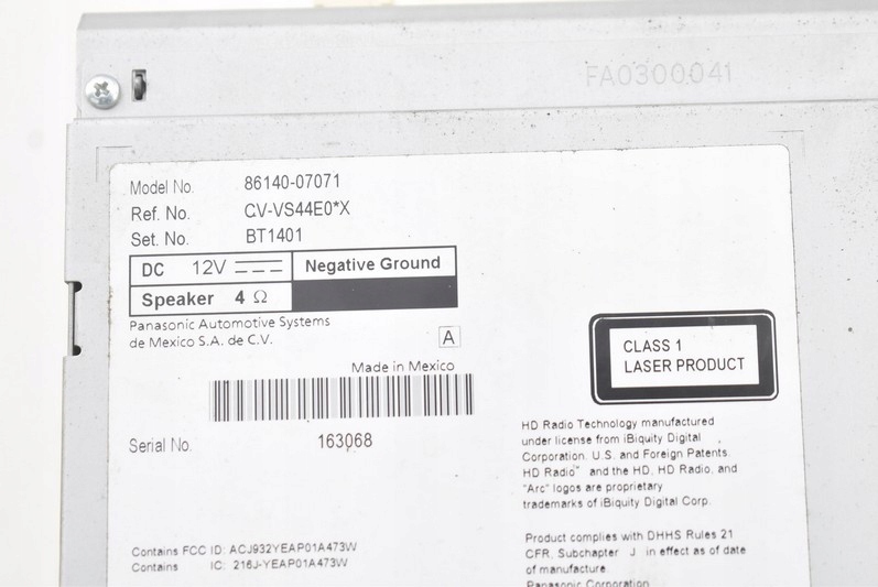 фото №7, Радио радиопроигрыватель cd телефон 86140-07071 toyota avalon xx40 13-18