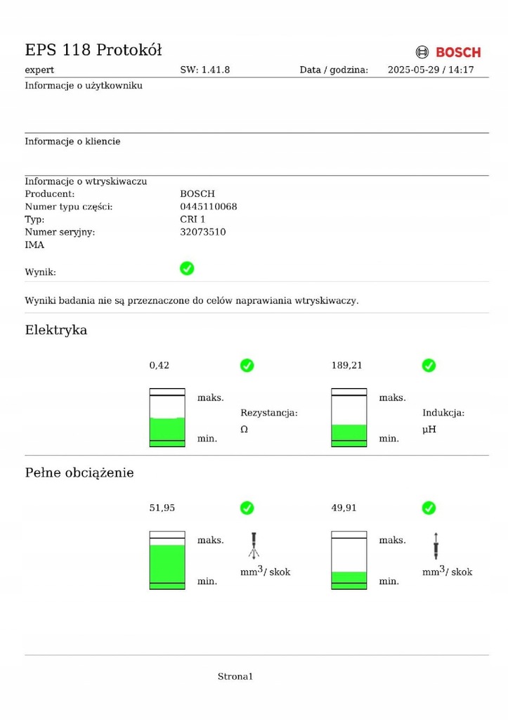 фото №6, Fiat stilo 1.9jtd 115km форсунка bosch 0445110068 test