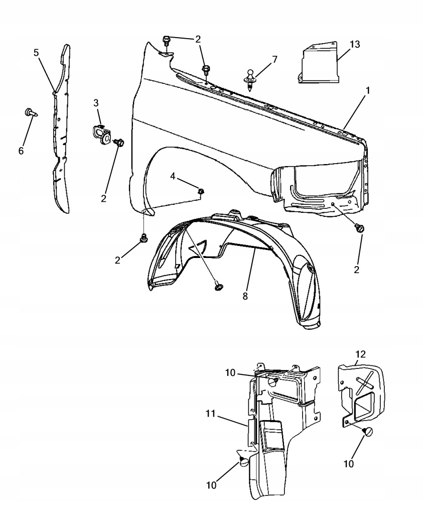 фото №13, Подкрылок перед передние левая dodge ram 2500 3500 06-09 55276799af 55276799ae
