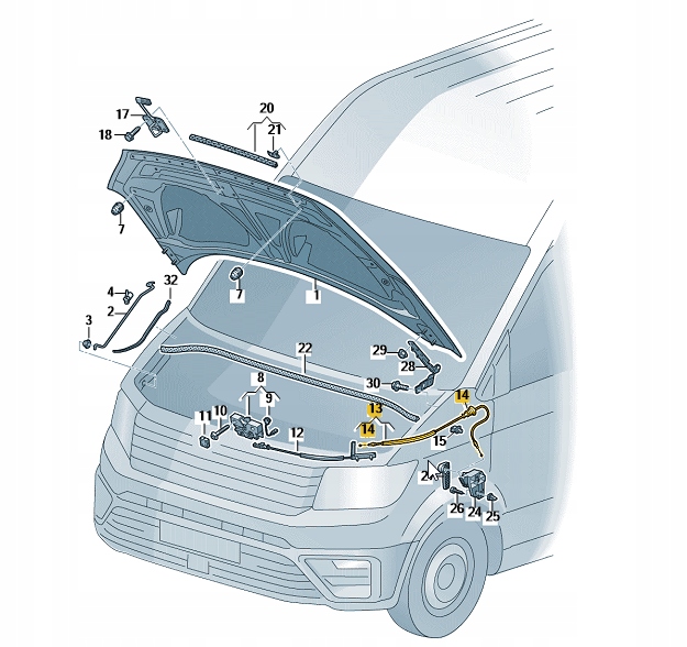 фото №1, Трос тягa відкривання капот vw crafter