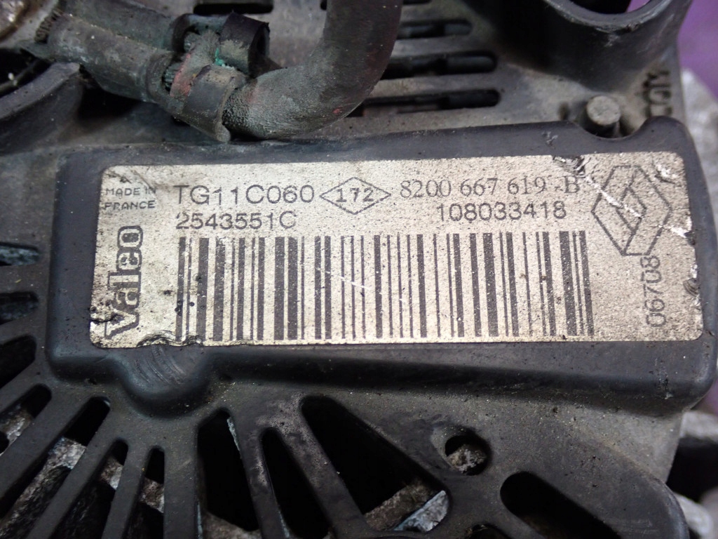 Renault megane 2 06-12 1.6 генератор 8200667619b с Разборки