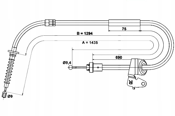 фото №2, Трос тормоза ручного mini r50 r53 r52 1.4d/1