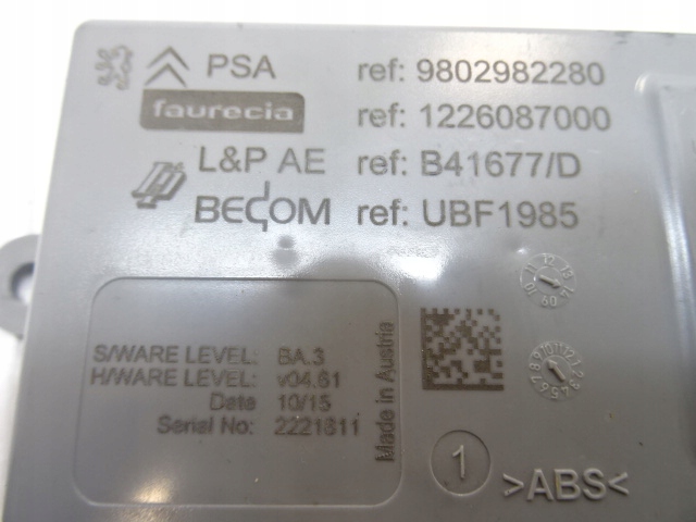 фото №7, Citroen c4 picasso ii модуль блок керування підігрів сидіння 9802982280