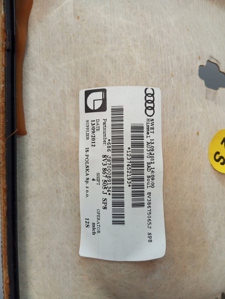 фото №10, Оббивка стеля czarna audi a3 8v0