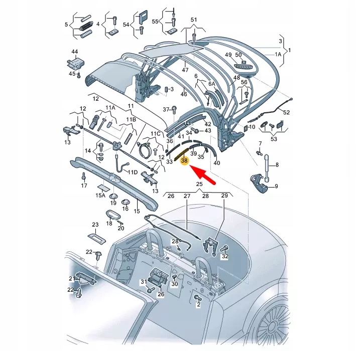 фото №10, Audi tt 8j soft top frame передня частина правий ущільнювач 8j7871456 oem