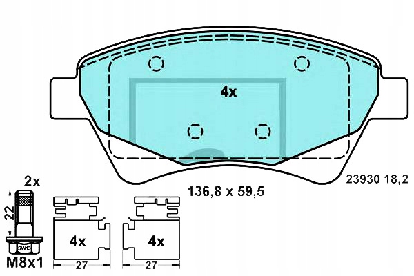 фото №1, Ate гальмівні колодки гальмівні renault grand scenic ii 1.9 d