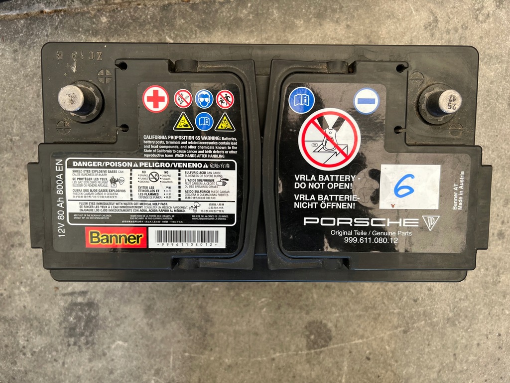 фото №1, Porsche 991 911 carrera аккумулятор 80 ah 12v
