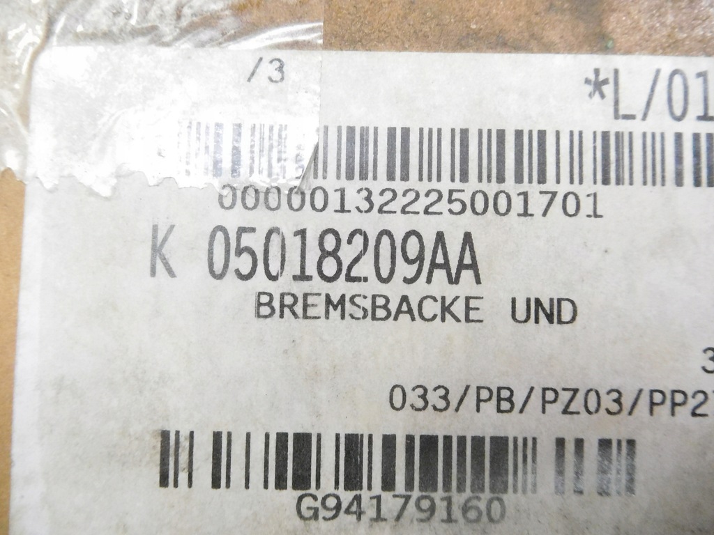 фото №7, Тормозные колодки тормозные задняя mopar chrysler pt cruiser 5018209aa