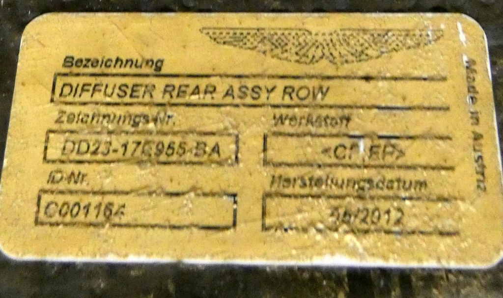 фото №16, Aston martin vantage sv12 dd23-17e955-ba диффузор бампера задняя