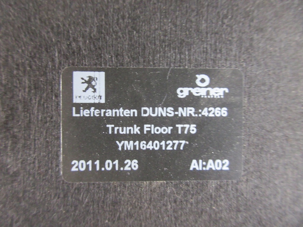 фото №7, Пол обшивка багажника задняя peugeot rcz ym16401277