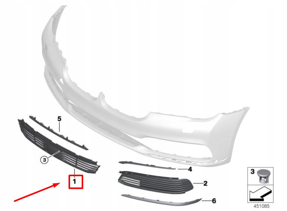 Bmw 7 g11, g12 передний бампер, средняя решётка 7486831 51117486831 Доставка