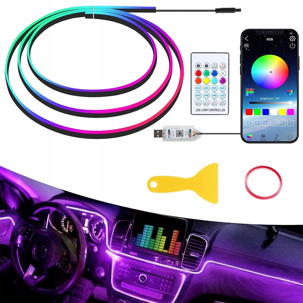 фото №11, Лента световая led 11m, лента световая rgb do освещение автомобильный