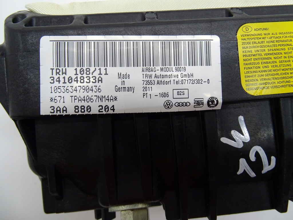 фото №13, Подушка пассажира воздушная подушка безопасности vw passat cc b7 3aa880204