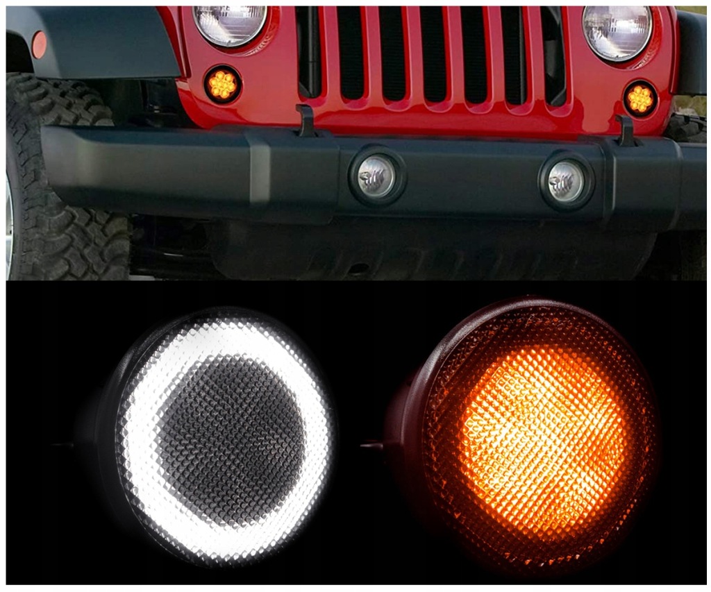 фото №1, Ліхтарі led кільця + поворотники drl jeep wrangler jk yj 07-18 halo