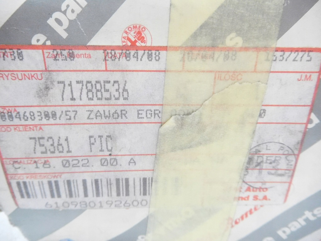 фото №7, Клапан egr fiat brava оригинальный номер 71788536