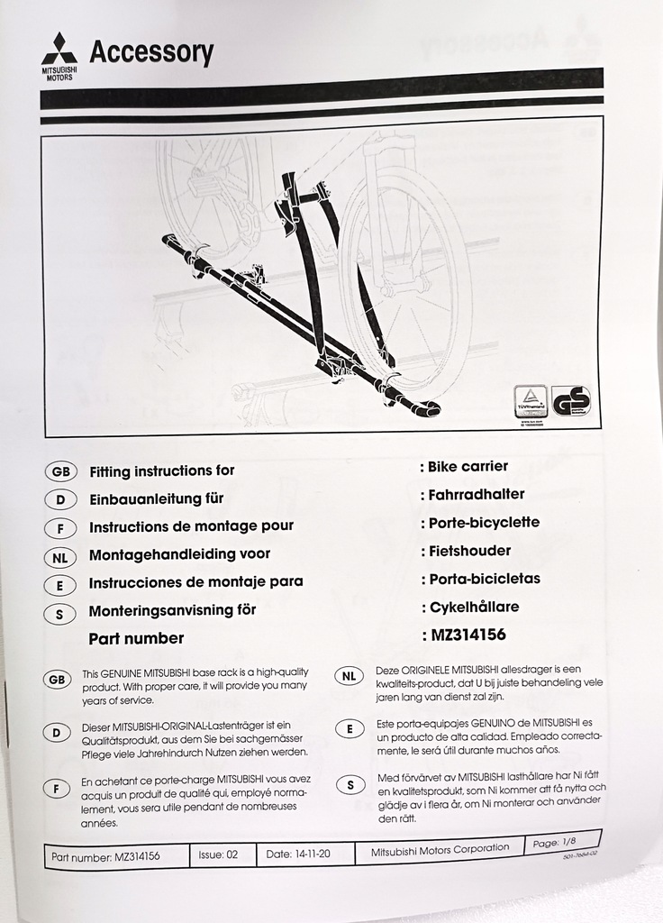 фото №8, Кронштейн na велосипед багажник thule mitsubishi новий оригінальний номер