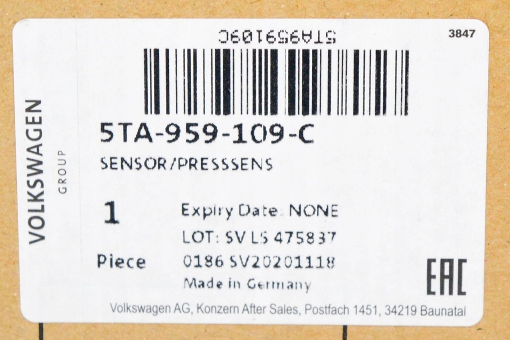 фото №7, Volkswagen touran mk2 датчик захисту пішоходів новий оригінальний 5ta959109c