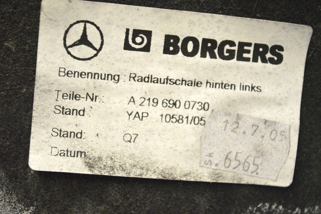 фото №6, Mercedes c219 cls350 2005 rhd задняя левая подкрылок