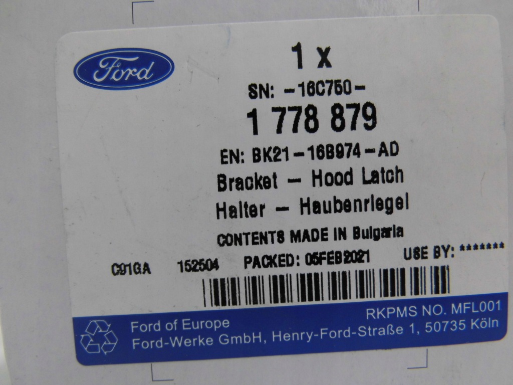 фото №13, Кронштейн вкладка замка капот transit 2014- _ 1778879 _ bk21-16b974-ad