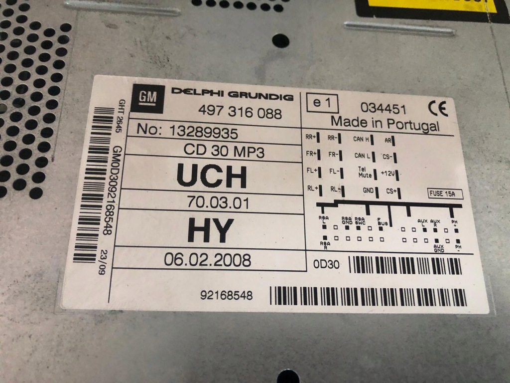 фото №4, Opel радіо заводський cd30 mp3 opel astra h zafira b 13289935 з код !