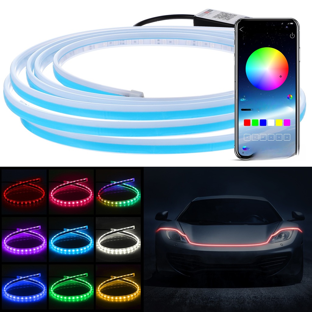 фото №4, Зовнішня стрічка led автомобіля rgb na капот