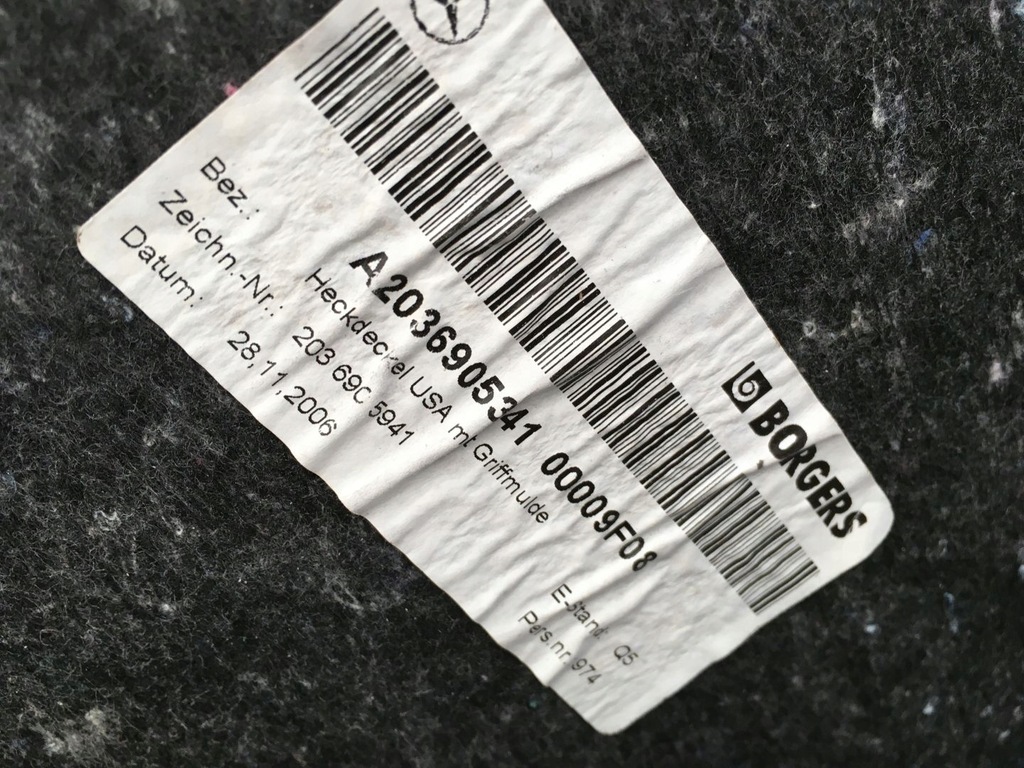 фото №5, Mercedes w203 00-07 оббивка кришки задня sedan