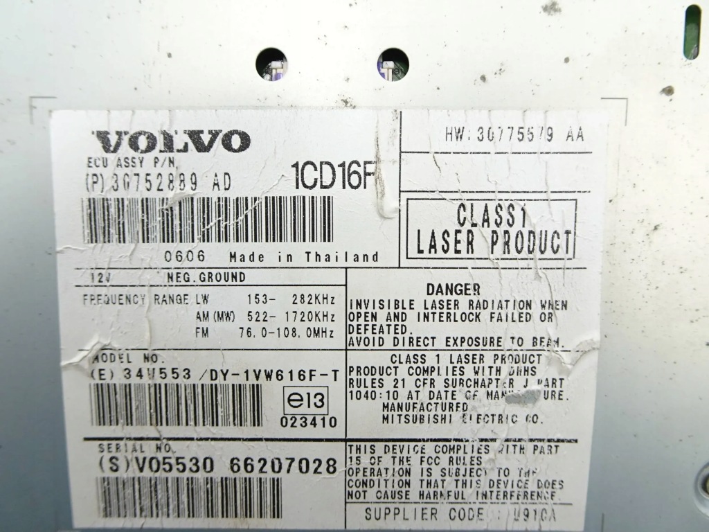 фото №5, Радио cd volvo c30 s40 v50 c70 ii