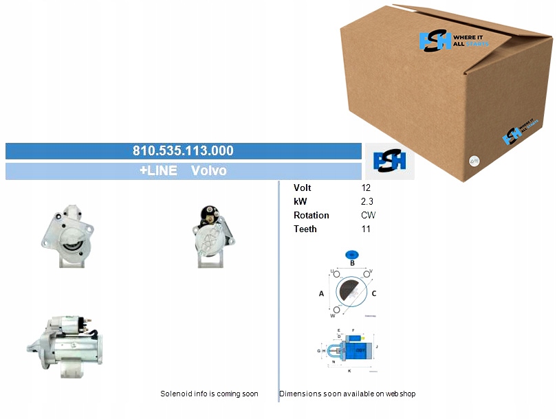 фото №1, Стартер volvo 2.3 kw стартер bv psh