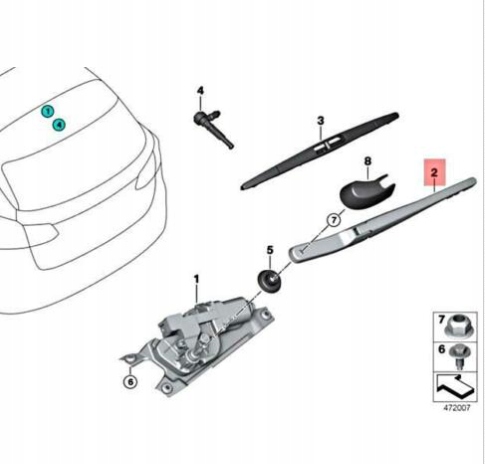Купить Bmw 2 active tourer f45 rear tailagte window дворник arm 61627320259