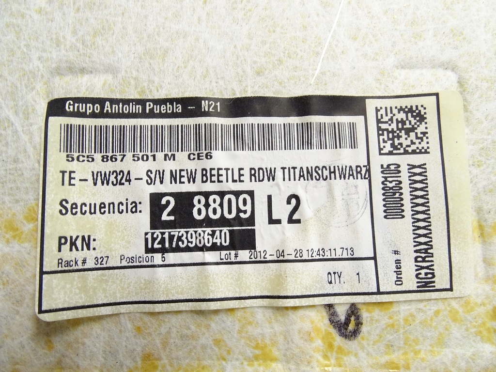 фото №8, Потолок комплектная czarna vw new beetle ii 5c r-line 5c5867501m